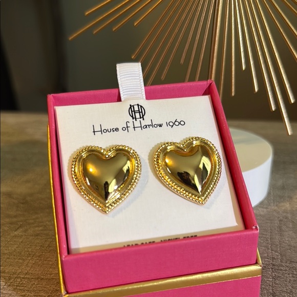 House of Harlow 1960 Jewelry - House of Harlow 1960 Gold Heart Stud Earrings
